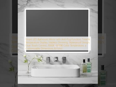 Smart LED Bathroom Mirror with Anti-Fog Function, Time & Temperature Display, Stepless Dimming, Waterproof Design, Dual-Touch Control, 3000K~6000K Color Temperature, a Customizable Dimensions & Funct